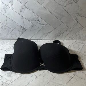 NWOT Cacique Lane Bryant Womans Push-Up Bra Black Boost Plunge UNDERWIRE 48DD